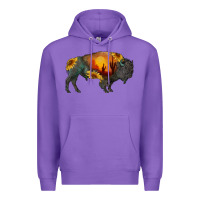 Purple sunflower bison Premium Hoodie - RanaPortraitStore