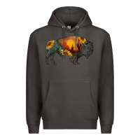 Smoke sunflower bison Premium Hoodie - RanaPortraitStore