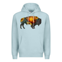 Blue Mist sunflower bison Premium Hoodie - RanaPortraitStore