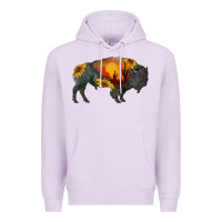 Lilac sunflower bison Premium Hoodie - RanaPortraitStore