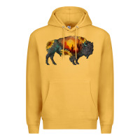 Mustard sunflower bison Premium Hoodie - RanaPortraitStore