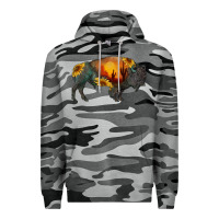 Slate Camo sunflower bison Premium Hoodie - RanaPortraitStore
