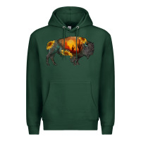Sports Green sunflower bison Premium Hoodie - RanaPortraitStore