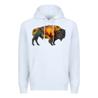 White sunflower bison Premium Hoodie - RanaPortraitStore