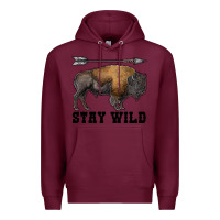 Burgundy stay wild bison Premium Hoodie - RanaPortraitStore