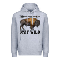 Heather Grey stay wild bison Premium Hoodie - RanaPortraitStore