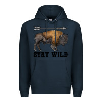 Navy stay wild bison Premium Hoodie - RanaPortraitStore