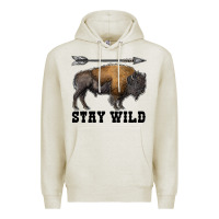 Oatmeal Heather stay wild bison Premium Hoodie - RanaPortraitStore