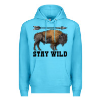 Ocean Blue stay wild bison Premium Hoodie - RanaPortraitStore