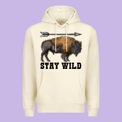 Stay Wild Bison Premium Hoodie Designed By Ranaportraitstore