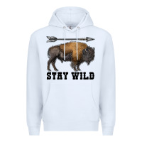 White stay wild bison Premium Hoodie - RanaPortraitStore