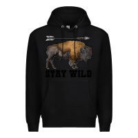 Black stay wild bison Premium Hoodie - RanaPortraitStore