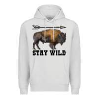 Dove Grey stay wild bison Premium Hoodie - RanaPortraitStore