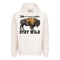 Pale Pink stay wild bison Premium Hoodie - RanaPortraitStore