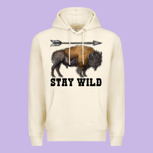 Stay Wild Bison Premium Hoodie Designed By Ranaportraitstore