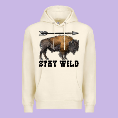 Stay Wild Bison Premium Hoodie Designed By Ranaportraitstore