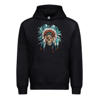 Black indian headdress with native american skull Urban Hoodie - RanaPortraitStore