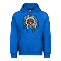 Cobalt indian headdress with native american skull Urban Hoodie - RanaPortraitStore