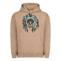 Pigment Burro indian headdress with native american skull Urban Hoodie - RanaPortraitStore