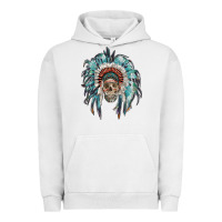 Pigment Lunar Rock indian headdress with native american skull Urban Hoodie - RanaPortraitStore