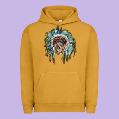 Indian Headdress With Native American Skull Urban Hoodie Designed By Ranaportraitstore