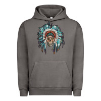 Pigment Tornado indian headdress with native american skull Urban Hoodie - RanaPortraitStore