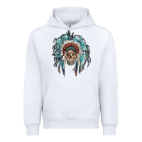 White indian headdress with native american skull Urban Hoodie - RanaPortraitStore