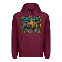 Burgundy stay wild aztec bison Premium Hoodie - RanaPortraitStore