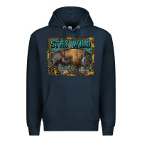 Navy stay wild aztec bison Premium Hoodie - RanaPortraitStore