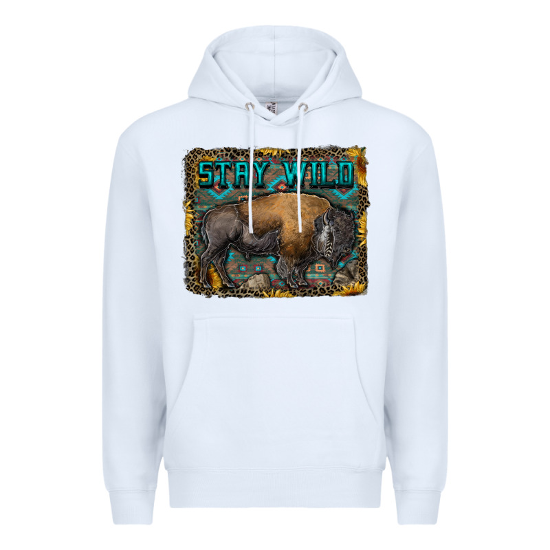 Stay Wild Aztec Bison Premium Hoodie by RanaPortraitStore | Teevron