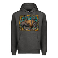 Charcoal Heather stay wild aztec bison Premium Hoodie - RanaPortraitStore