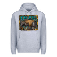 Heather Grey stay wild aztec bison Premium Hoodie - RanaPortraitStore