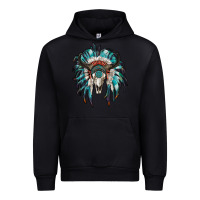 Black indian headdress with bull skull Urban Hoodie - RanaPortraitStore