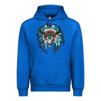 Cobalt indian headdress with bull skull Urban Hoodie - RanaPortraitStore