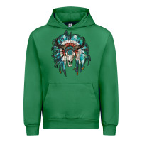 Emerald indian headdress with bull skull Urban Hoodie - RanaPortraitStore