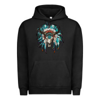 Pigment Black indian headdress with bull skull Urban Hoodie - RanaPortraitStore