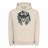 Pigment French Oak indian headdress with bull skull Urban Hoodie - RanaPortraitStore