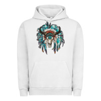Pigment Lunar Rock indian headdress with bull skull Urban Hoodie - RanaPortraitStore