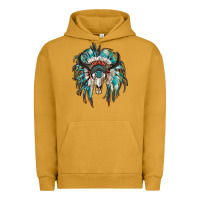 Pigment Peanut Butter indian headdress with bull skull Urban Hoodie - RanaPortraitStore