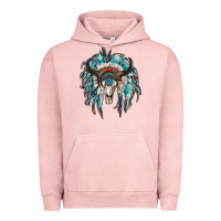 Pigment Salmon indian headdress with bull skull Urban Hoodie - RanaPortraitStore