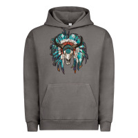 Pigment Tornado indian headdress with bull skull Urban Hoodie - RanaPortraitStore