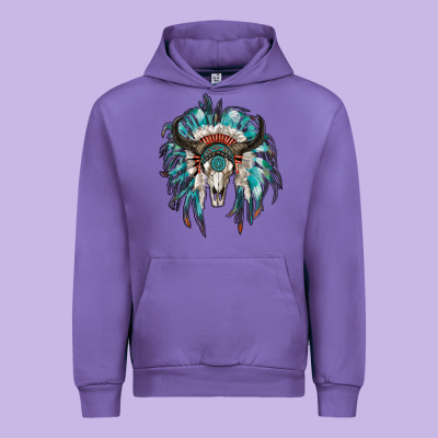 Indian Headdress With Bull Skull Urban Hoodie Designed By Ranaportraitstore