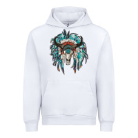 White indian headdress with bull skull Urban Hoodie - RanaPortraitStore