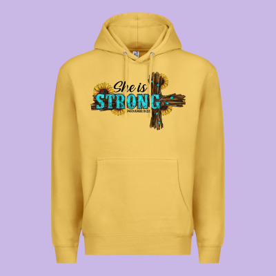 She İs Strong Western Cross Premium Hoodie Designed By Ranaportraitstore