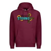 Burgundy she i̇s strong western cross Premium Hoodie - RanaPortraitStore