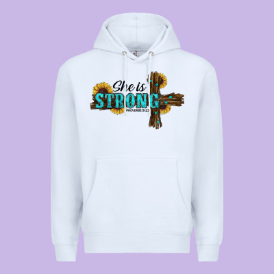 She İs Strong Western Cross Premium Hoodie Designed By Ranaportraitstore