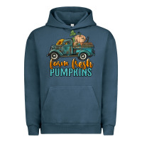 Pigment Midnight Navy farm fresh pumpkins truck Urban Hoodie - RanaPortraitStore