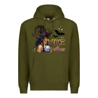 Army Green Black Witch Vibes Premium Hoodie - texasbilliewilder