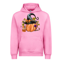 Fuchsia Pink Kids Pumpkin with Halloween Urban Hoodie - texasbilliewilder