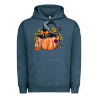 Pigment Midnight Navy Kids Pumpkin with Halloween Urban Hoodie - texasbilliewilder